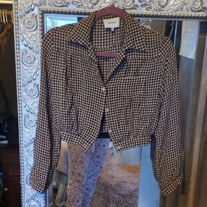 Nanushka women's black and tan Gingham Shirt